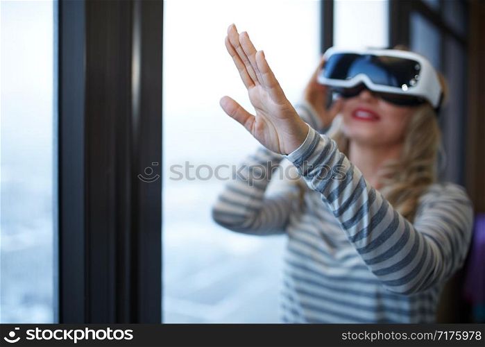 Woman wearing Virtual reality headset