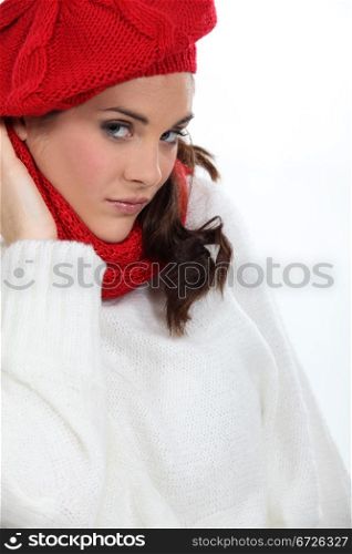 Woman wearing warm clothing