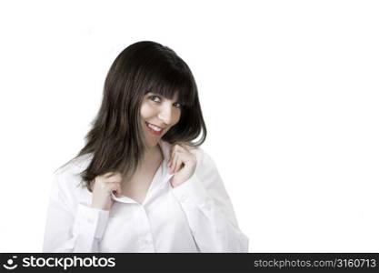 Woman wearing white shirt