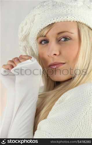 Woman wearing wool clothes