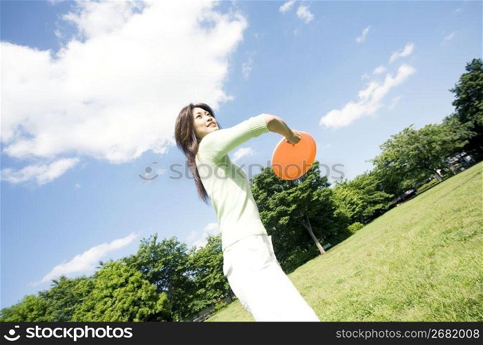 Woman with a frisbee