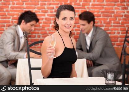 Woman with a glass of champagne