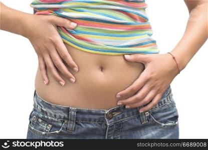 Woman with a great body shape showing is belly
