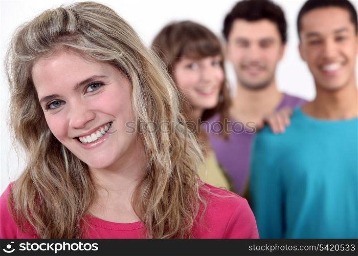 Woman with a group of friends