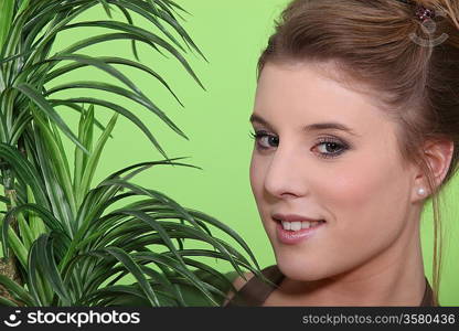 Woman with a houseplant