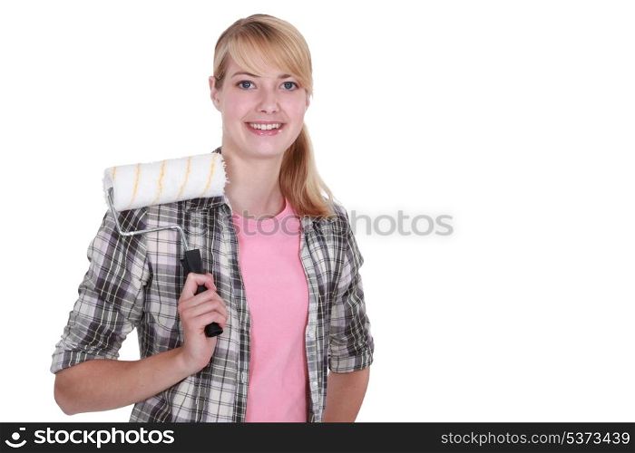 Woman with a paint roller