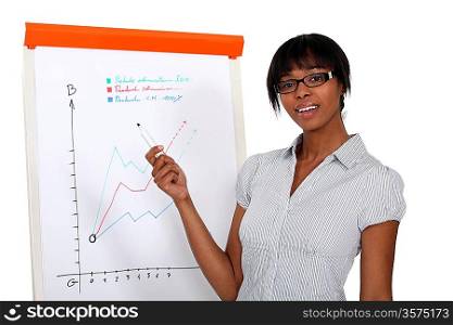 Woman with a performance chart