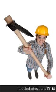 Woman with a pickaxe