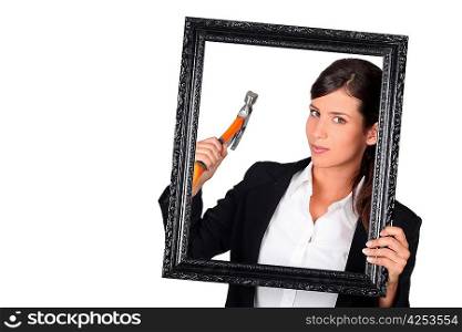 Woman with a picture frame