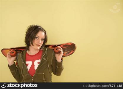 Woman with a skateboard