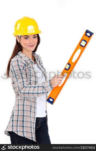 Woman with a spirit level