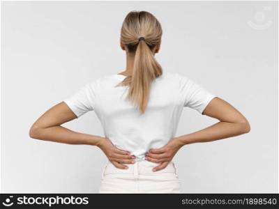 woman with back pain. Resolution and high quality beautiful photo. woman with back pain. High quality beautiful photo concept