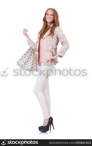 Woman with bags after christmas shopping