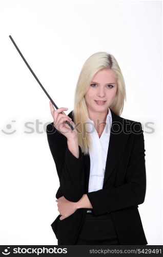 Woman with baton in hand