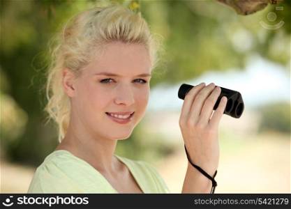 Woman with binoculars