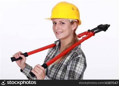 Woman with boltcutters