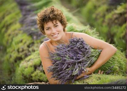 Woman With Bundle Of Lavender