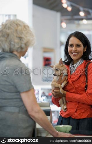 Woman with chihuahua