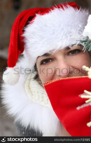 Woman with Christmas cap