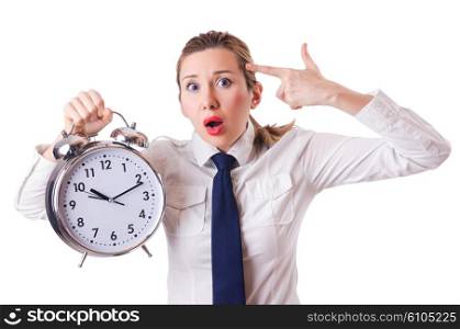 Woman with clock killing the time