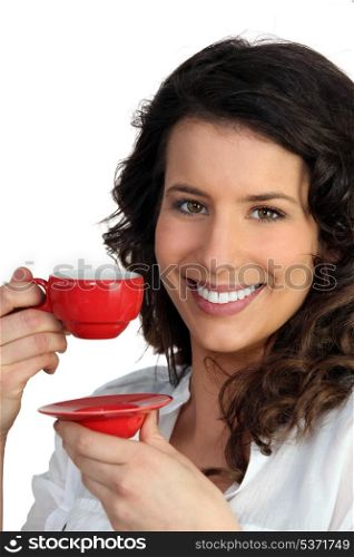 Woman with coffee cup