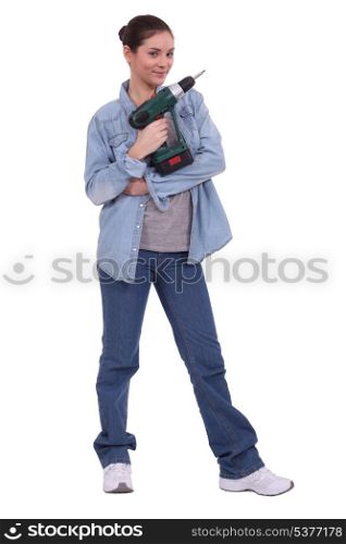 Woman with drill