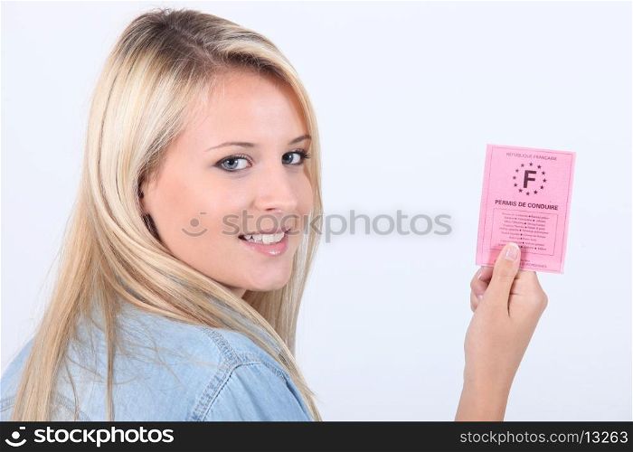 woman with driving license