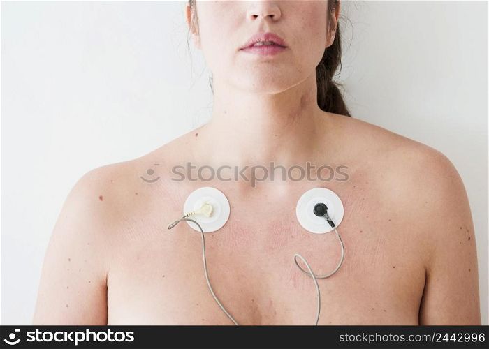 woman with electrodes body
