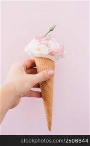 woman with flower ice cream