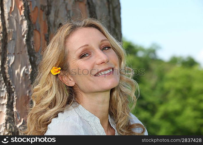 Woman with flower in her hair