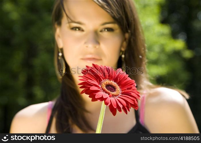 Woman With Flower. Summer Time.