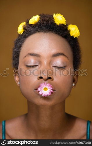 Woman with flowers in her hair