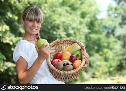Woman with fruit basket