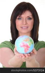 Woman with globe