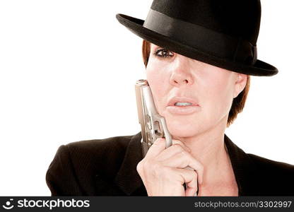 Woman with handgun