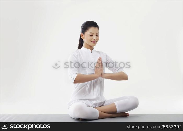 Woman with hands joint meditating