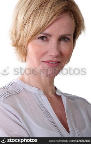 Woman with happy expression.