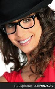 Woman with hat and glasses