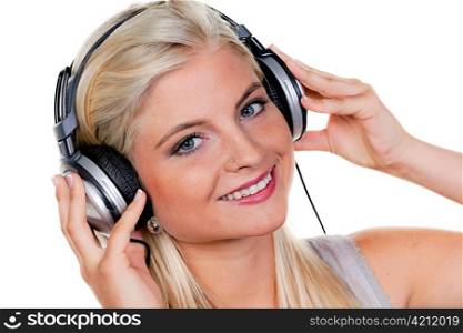 woman with headphones listening to music for relaxation