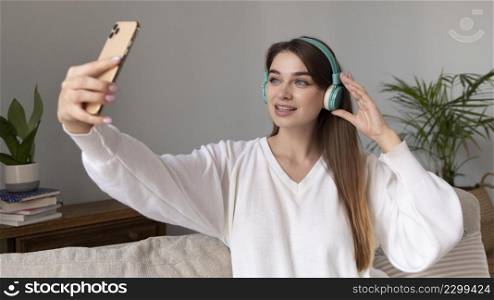 woman with headphones mobile 2