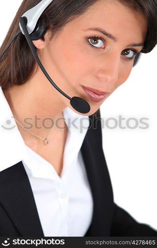 woman with headset