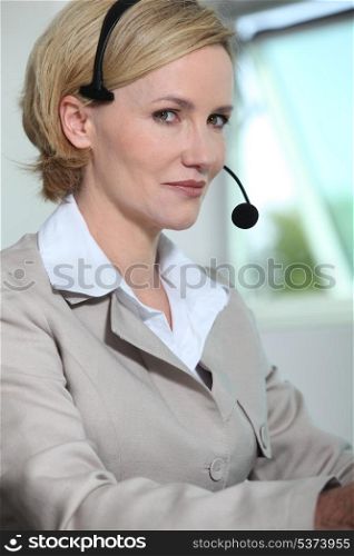 Woman with headset.