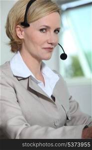 Woman with headset.