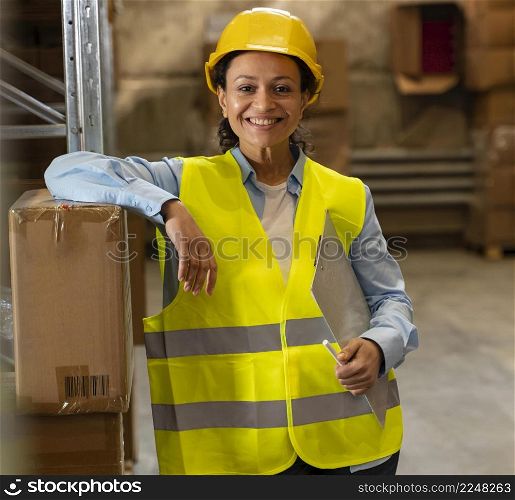 woman with helmet working warehouse 3. woman with helmet working warehouse 2