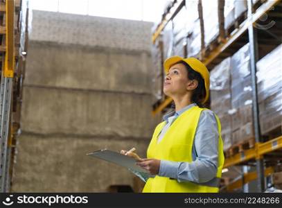 woman with helmet working warehouse 4. woman with helmet working warehouse 3