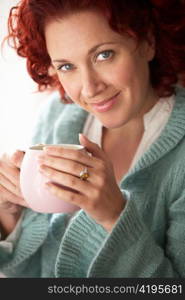 Woman with hot drink