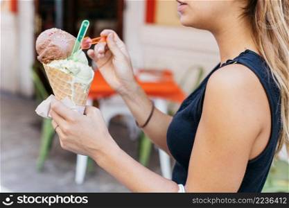 woman with ice cream