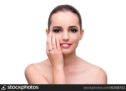 Woman with jewellery accessories isolated on white