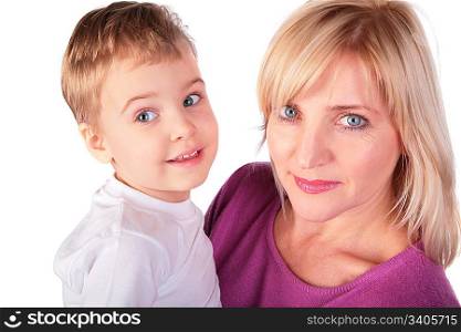 Woman with kid faces close-up 3