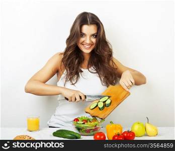 woman with knife and board